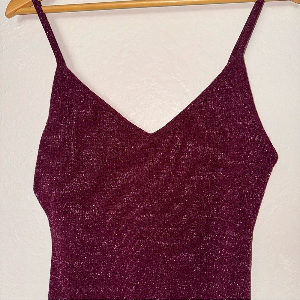 Forever 21 Burgundy Sparkle Tank Top Body Suite NWOT Size L